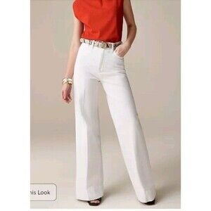 J.Crew Jeans Wide Leg 5 Pocket Style Trouser High Rise Stretch Size 26 White